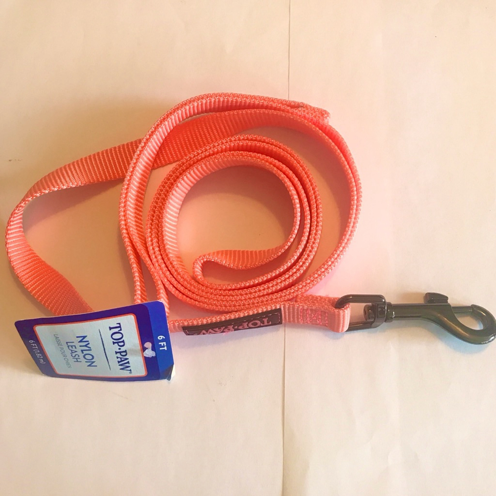 Top Paw Nylon Coral Gunmetal Colour Dog Leash Swivel 6 ft
